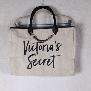 Victoria's‎ Secret Cream Large Canvas Tote Bag
